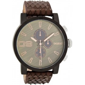 OOZOO Timepieces 45mm Brown Snake Leather Strap C7497